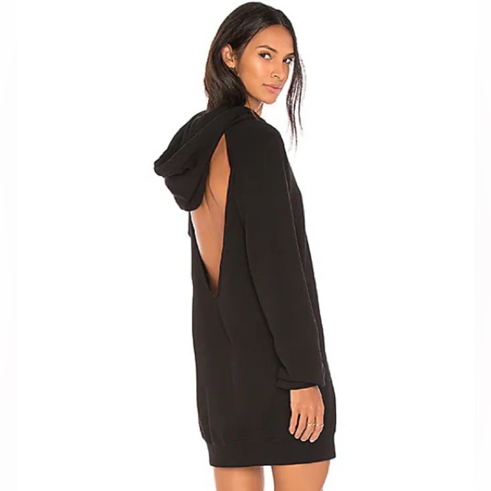 Cotton Citizen The Milan Backless Hoodie Dress in Jet Black